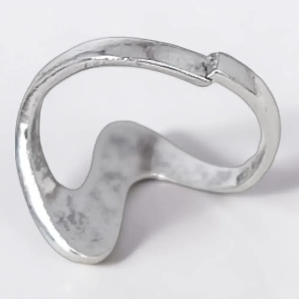 Sterling Silver 925 Wave Ring Adjustable Size Vintage Geometric Statement